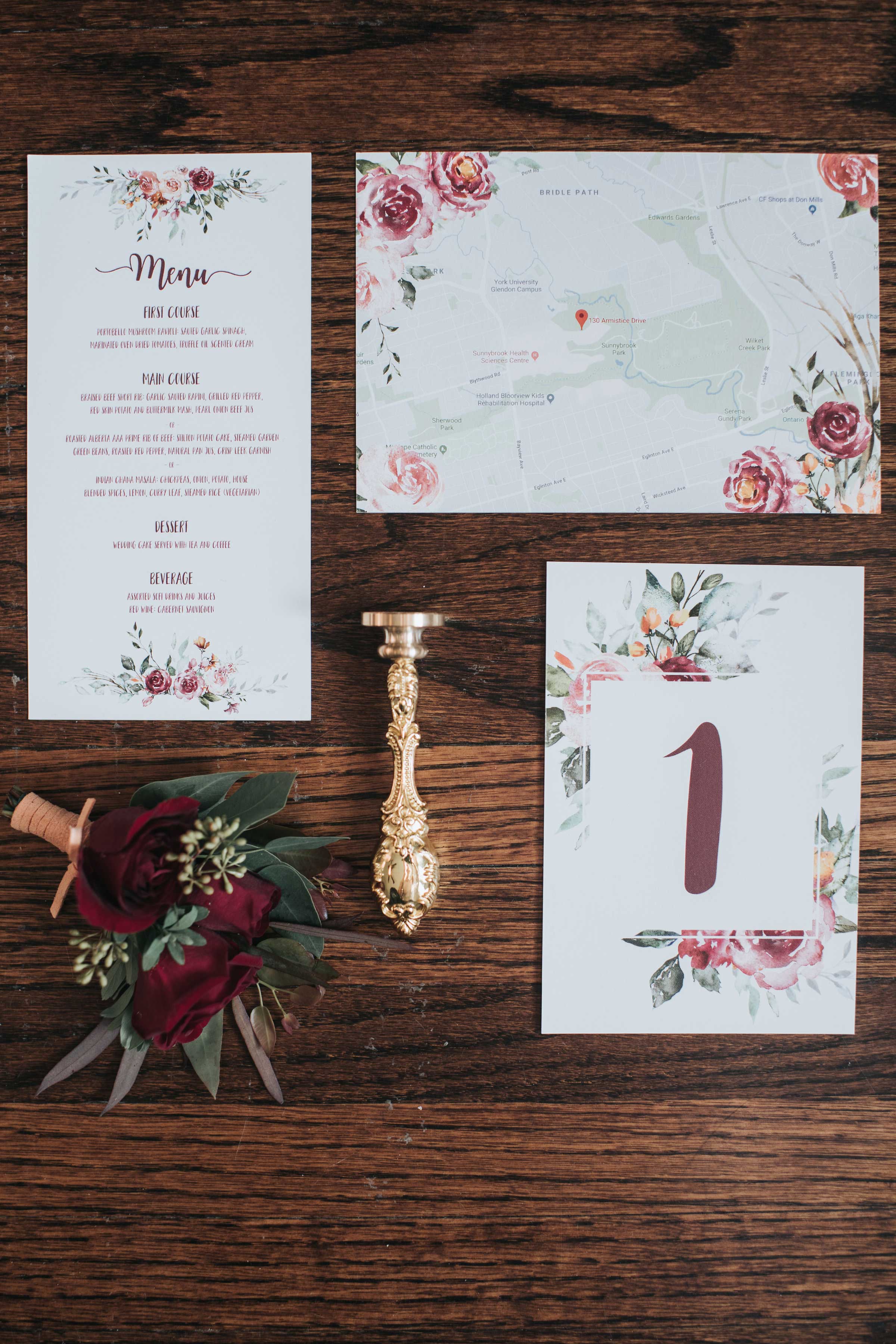 Menu and table cards